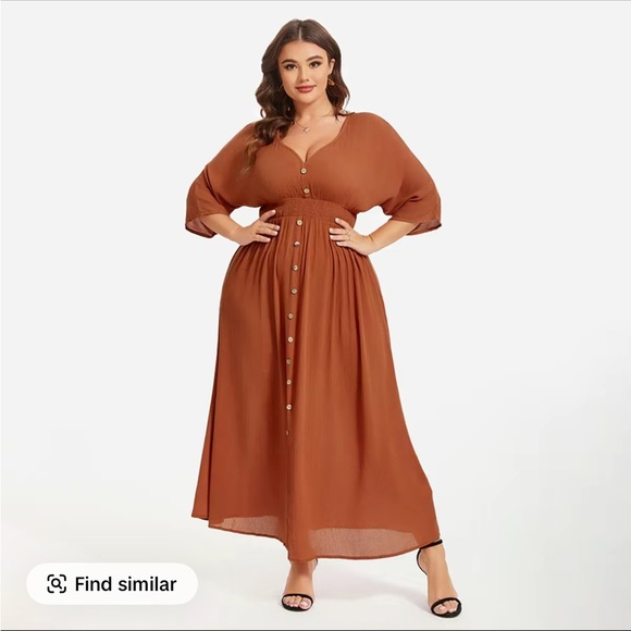 Elegant Brown Maxi Dress - Picture 1 of 5
